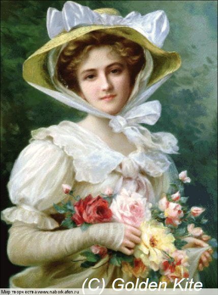 2911 Elegant Lady with a Bouquet of Roses (small)