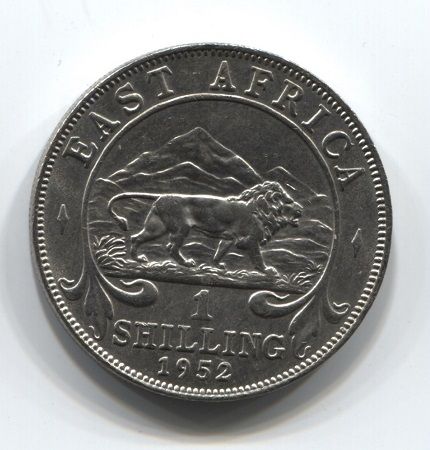 1 шиллинг 1952 года Восточная Африка AUNC