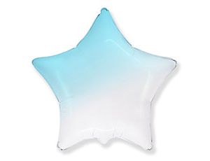 Звезда градиент голубой шар фольгированный с гелием