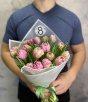 19 розовых пионовидных тюльпанов Амазин