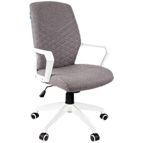 Кресло для компьютера Helmi HL-М05 "Ambition", ткань серая, пластик белый, механизм качания