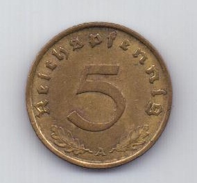 5 пфеннигов 1937 года AUNC Германия