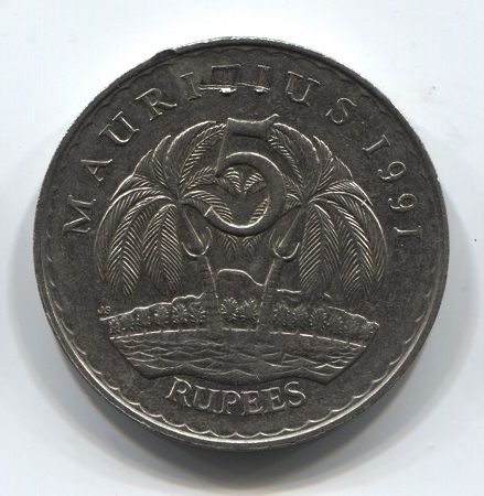 5 рупий 1991 года Маврикий