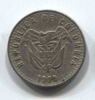 50 песо 1990 года Колумбия