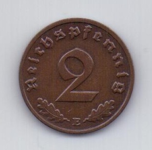 2 пфеннига 1939 года AUNC E Германия