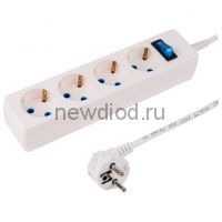 Сетевой фильтр 4 гнезда 1.5 м,3х0,75 мм² с/з STANDART белый PROCONNECT