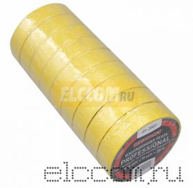 Изолента профессиональная 0.18 х 19 мм х 20м желтая REXANT