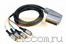 Шнур SCART Plug - 4RCA Plug 3 М (GOLD) металл REXANT
