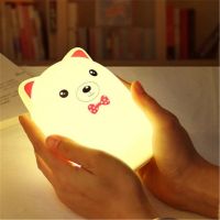 Мягкий Силиконовый Ночник Colorful Silicone Lamp, Розовый Мишка с бабочкой_4