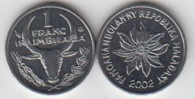 Мадагаскар 1 франк  2002 UNC
