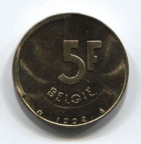 5 франков 1992 года Бельгия UNC, Belgie