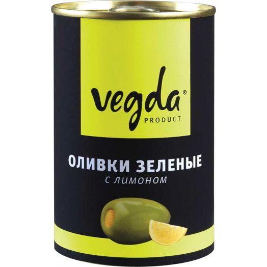 Оливки Вегда зеленые с лимоном ж/б 300мл.