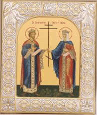 Икона Константин и Елена равноапостольные (9х10,5см)
