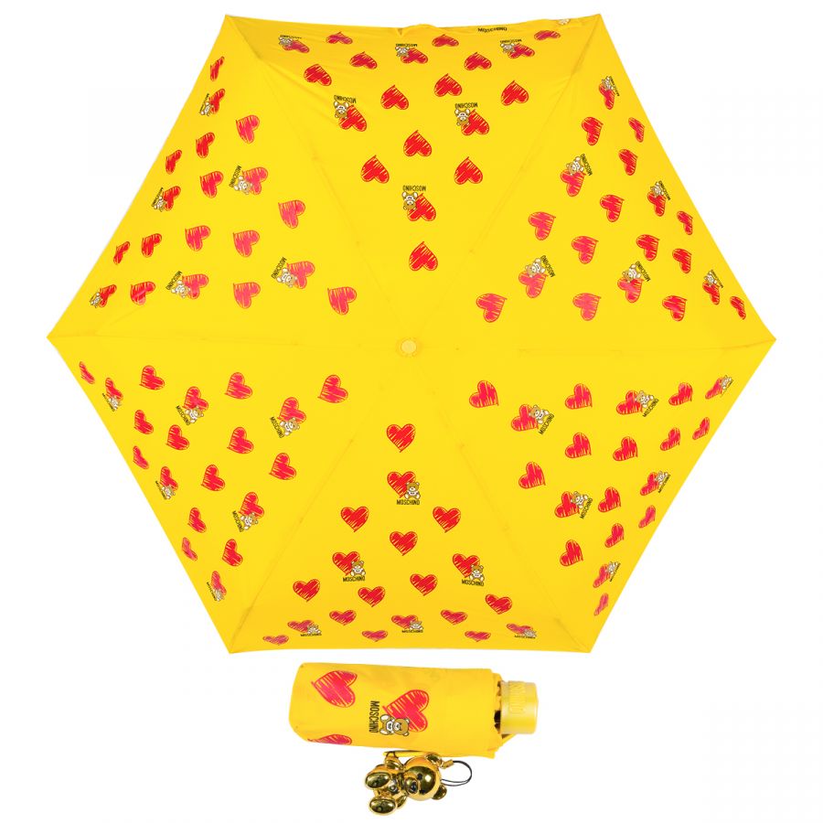 Зонт складной Moschino 8127-superminiU Hearts and bears Yellow