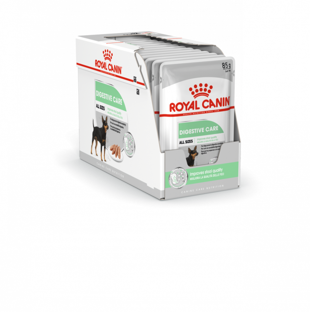 Digestive Care Canin Adult (в паштете). Пауч для собак Роял Канин дигестив. Роял Канин для чувствительного пищеварения для собак. Royal Canin Digestive Care для собак. Влажный корм royal для собак