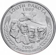 ХАЛЯВА!!! 25 центов США 2006г - Южная Дакота, VF - Серия Штаты и территории
