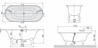 Квариловая ванна Villeroy&Boch Ceta 175x75 UBQ175CEA7B0V-01 ножки черные схема 2