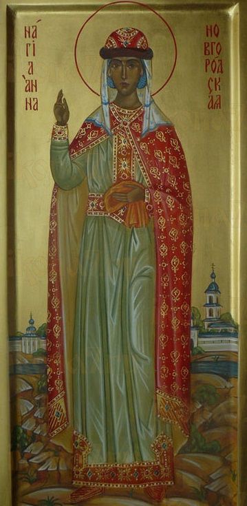 Икона Анна Новгородская благоверная княгиня (рукописная)