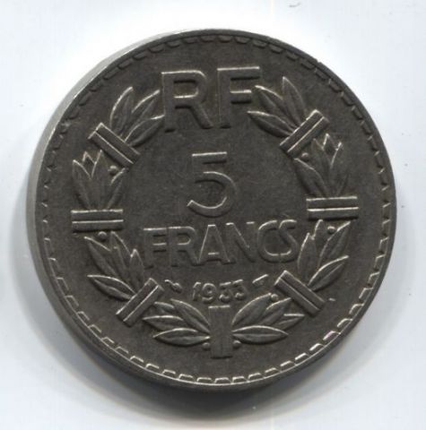 5 франков 1933 года Франция