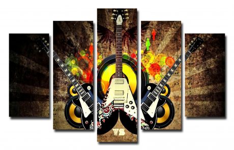 Модульная картина Яркие гитары