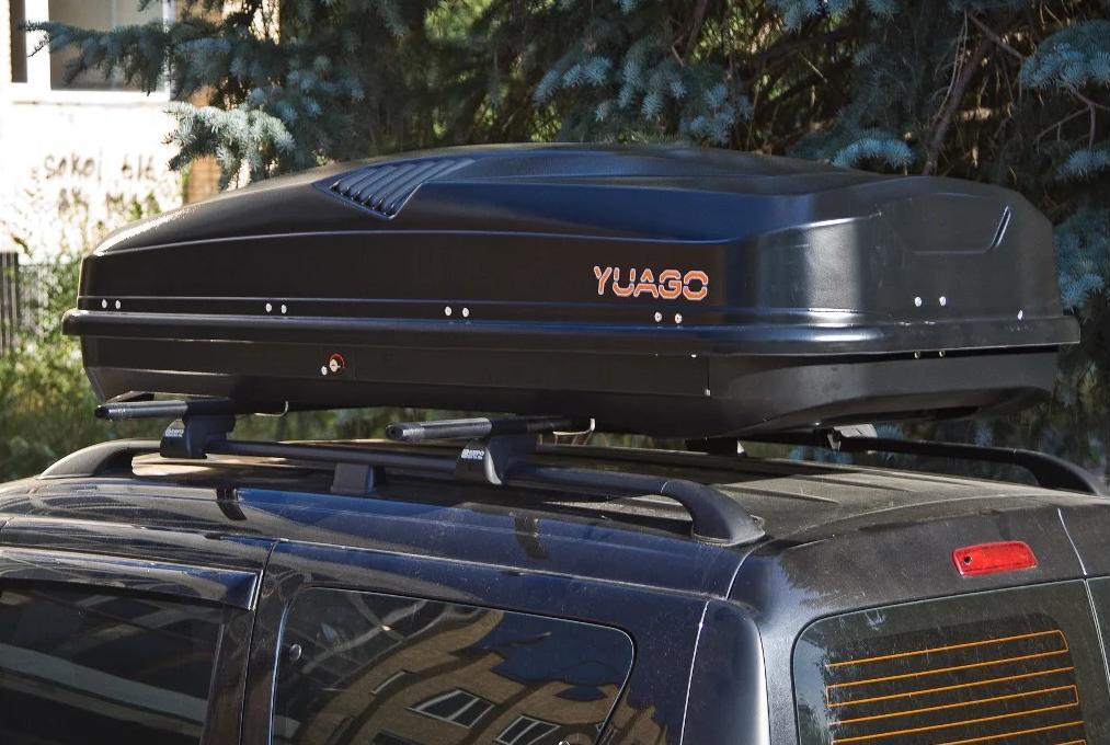 Автомобильный бокс на крышу Antares YUAGO Двусторонний, 580 литров, черный матовый