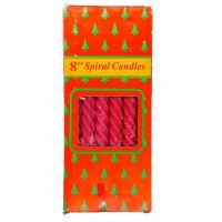 Свечи парафиновые витые Spiral Candles 20см 12шт (цвет красный)