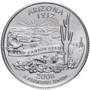 ХАЛЯВА!!! 25 центов США 2008г - Аризона, VF - Серия Штаты и территории