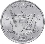 ХАЛЯВА!!! 25 центов США 2002г - штат Теннесси, VF - Серия Штаты и территории