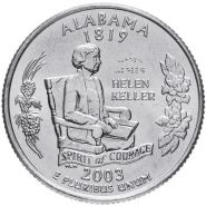 ХАЛЯВА!!! 25 центов США 2003г - штат Алабама, VF - Серия Штаты и территории
