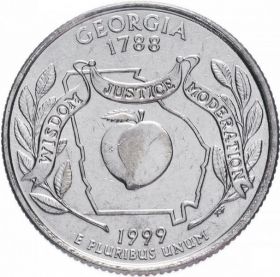ХАЛЯВА!!! 25 центов США 1999г - штат Джорджия, VF - Серия Штаты и территории