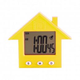 Электронные часы-будильник с магнитом Домик NA-1638A,цвет жёлтый