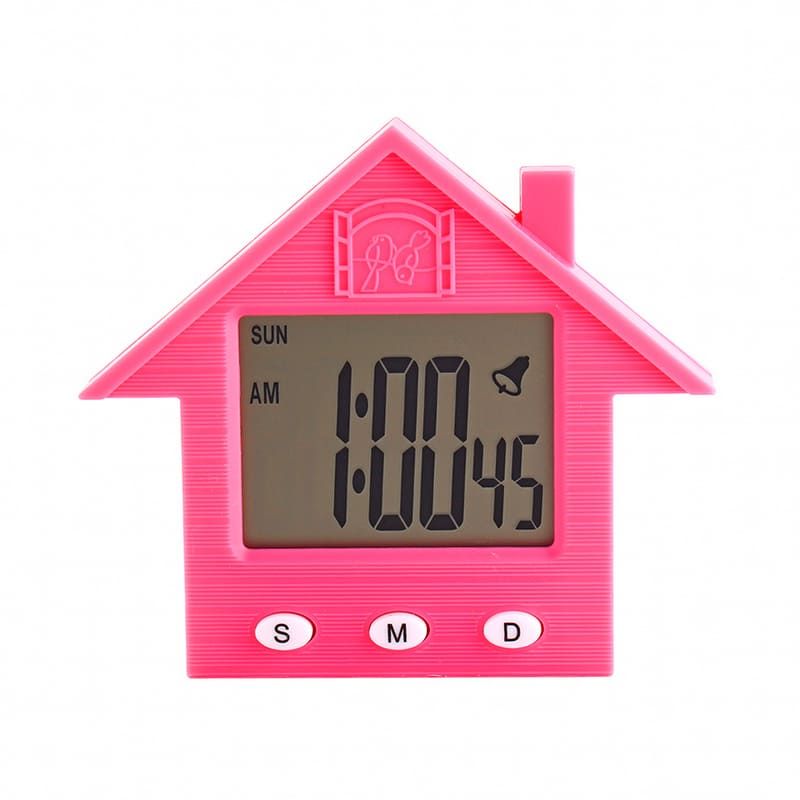 Электронные часы-будильник с магнитом Домик NA-1638A, цвет Розовый