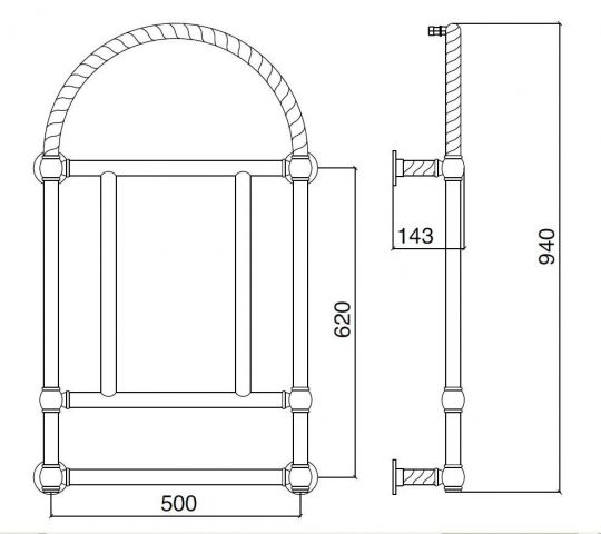 Бытовой полотенцесушитель для гвс для ванной Sbordoni SBSPARACNI 57x94 ФОТО