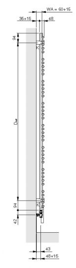 Настенный водный полотенцесушитель для ванной Zehnder Yucca Star лесенка YASC-120-050 50x108,8 см схема 4