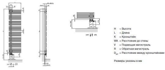 Белый полотенцесушитель для гвс Zehnder Yucca Star лесенка YAS-070-050 50x65,6 см схема 2