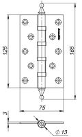 Петля универсальная Armadillo (Армадилло) 5500A (500-A5) 125х75х3 AB Бронза Box схема