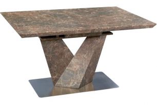 Раздвижной обеденный стол EMPIRE N (EMPIRE N 140 Стол, Ножки BRAM меламин коричневый камень Подстолье IX металл нержав.сталь Столешница BRAM меламин коричневый камень Др. части)