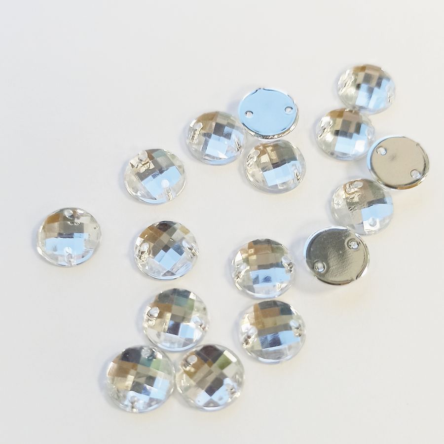 Стразы акриловые, круглые, пришивные, Crystal 10 мм, 1 уп (5 шт)