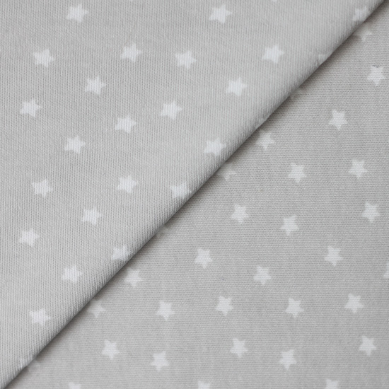 Лоскут трикотажной ткани Серый в белую звёздочку