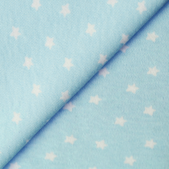 Лоскут трикотажной ткани Голубой в белую звёздочку