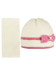 Белая шапочка и белый шарфик для девочки