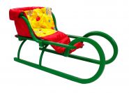 Санки Малыш зеленые с матрацем ("Мишка", желтый, красный) 5170