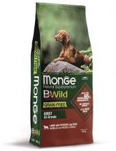 Monge Dog BWild GRAIN FREE беззерновой корм из мяса ягненка с картофелем и горохом для взрослых собак всех пород 12 кг