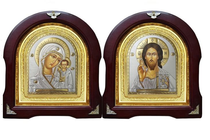 Икона Венчальная пара Господь Вседержитель и Божия Матерь Казанская