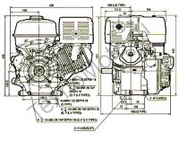 Двигатель Erma Power GX460E D25(18 л. с.) присоединительные размеры. texnomoto.ru