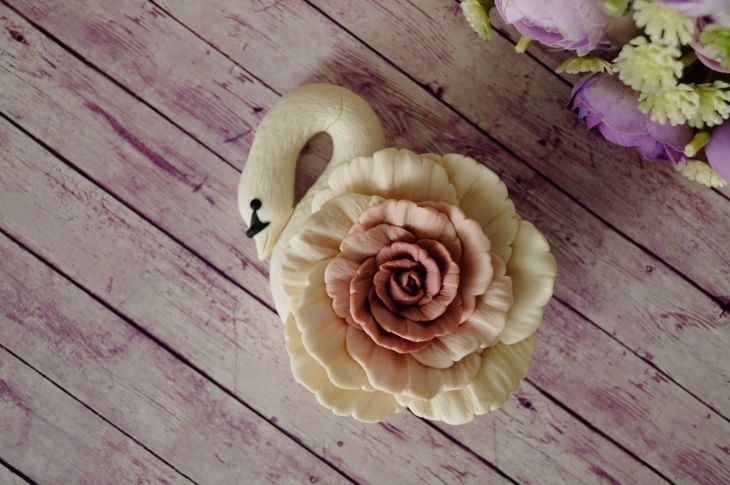 Лебедь с розой