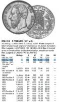 5 франков 1866 года AUNC Редкий год Бельгия