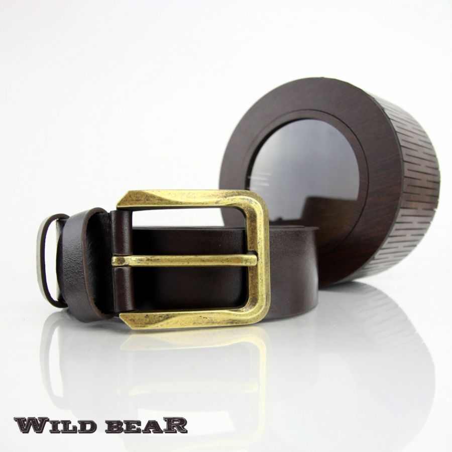 Ремень WILD BEAR RM-012f Brown Premium (в деревянном футляре)