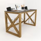 Письменный стол  - "XO" из массива дуба со стеклянной столешницей