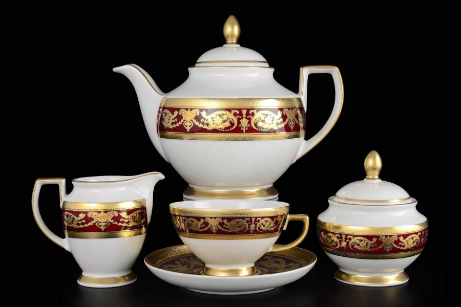 Чайный сервиз на 6 персон "Imperial Bordeaux Gold", 17 пр.
